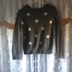Gap gray and white polka dot sweater